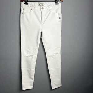 Free People The Lasso Distressed Straight Leg Ankle Jean Size 30x28 Stark White